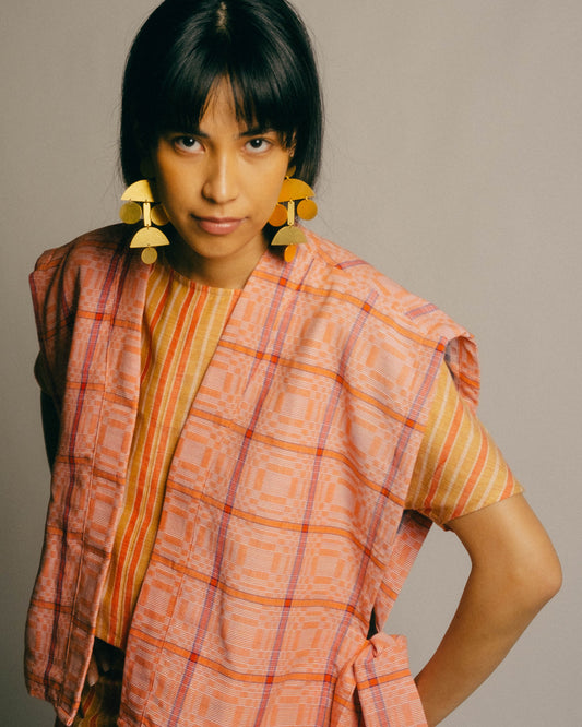 Reversible Samurai Vest in Binakol (MultiColour Orange)