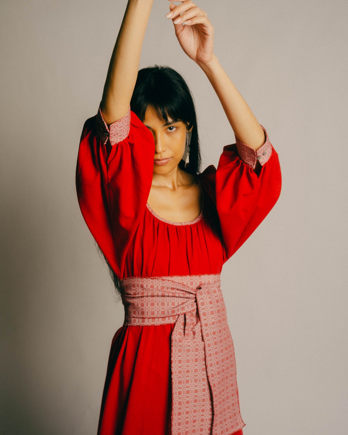 IRA Dress w/ Belt - Maroon