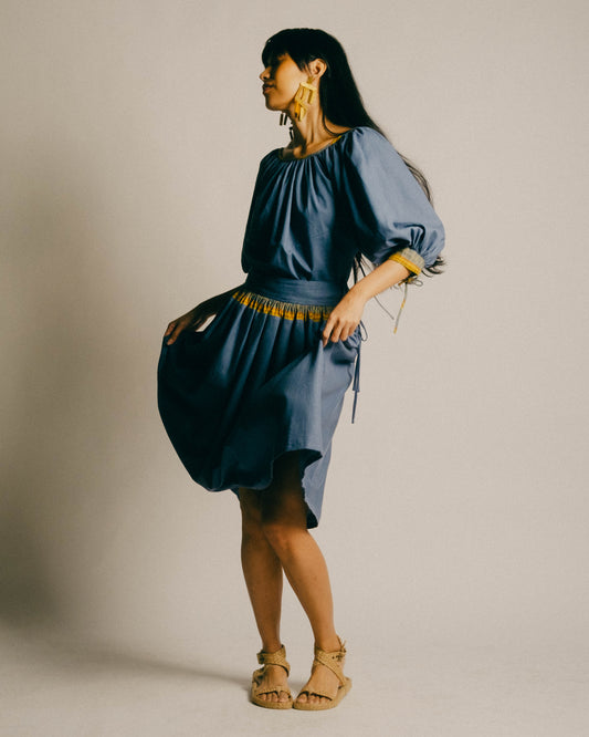 blue skirt handwoven by Filipino Weavers, one size fits all