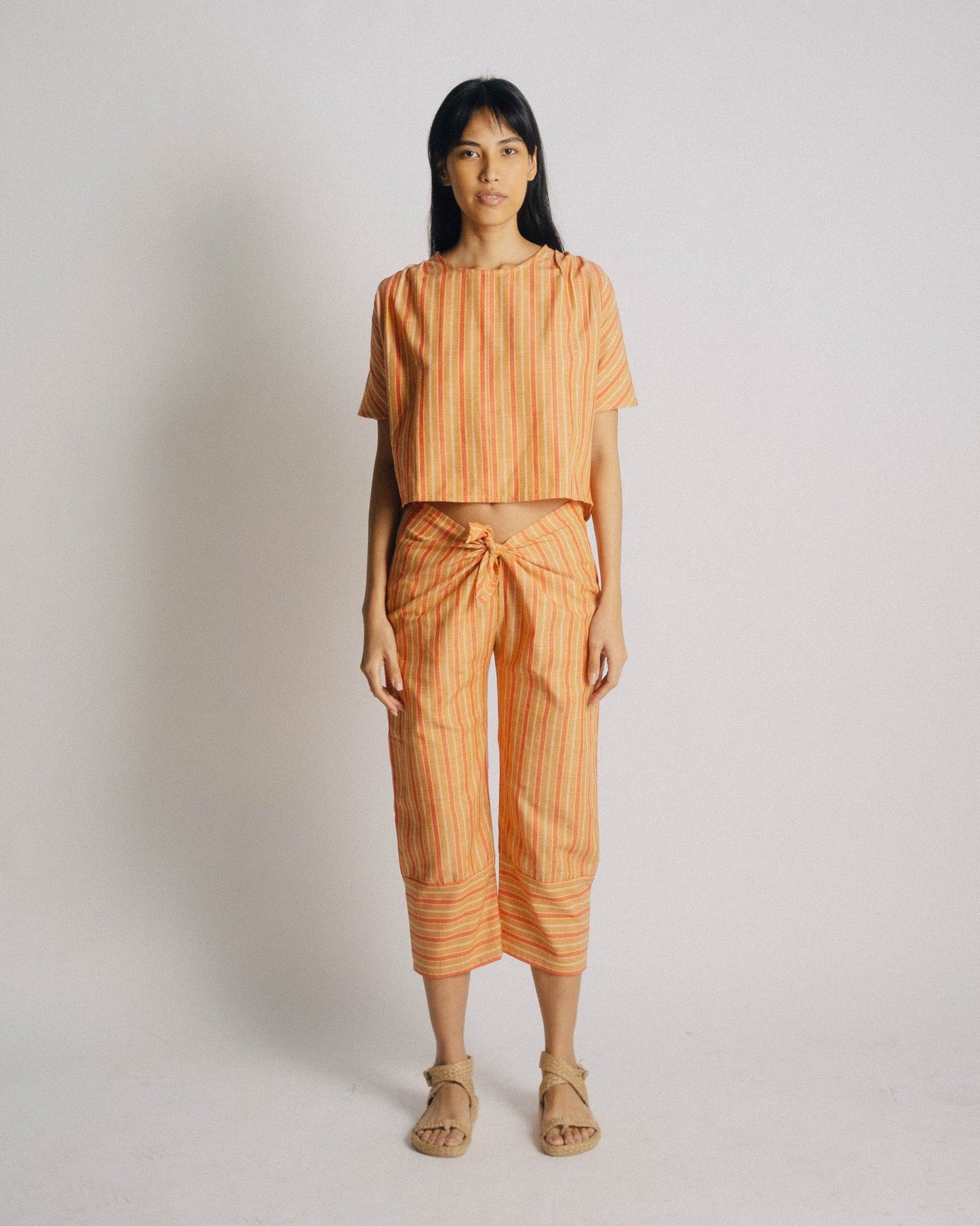 Tie Trousers - Pink Yellow Stripes
