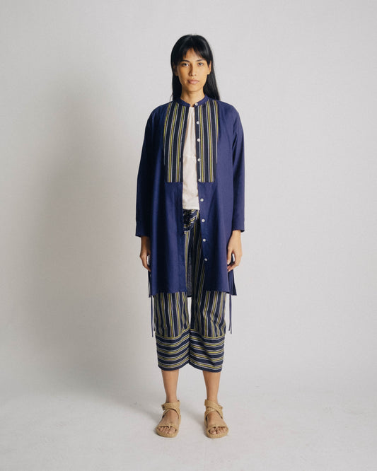 Tie Trousers - Navy Stripes