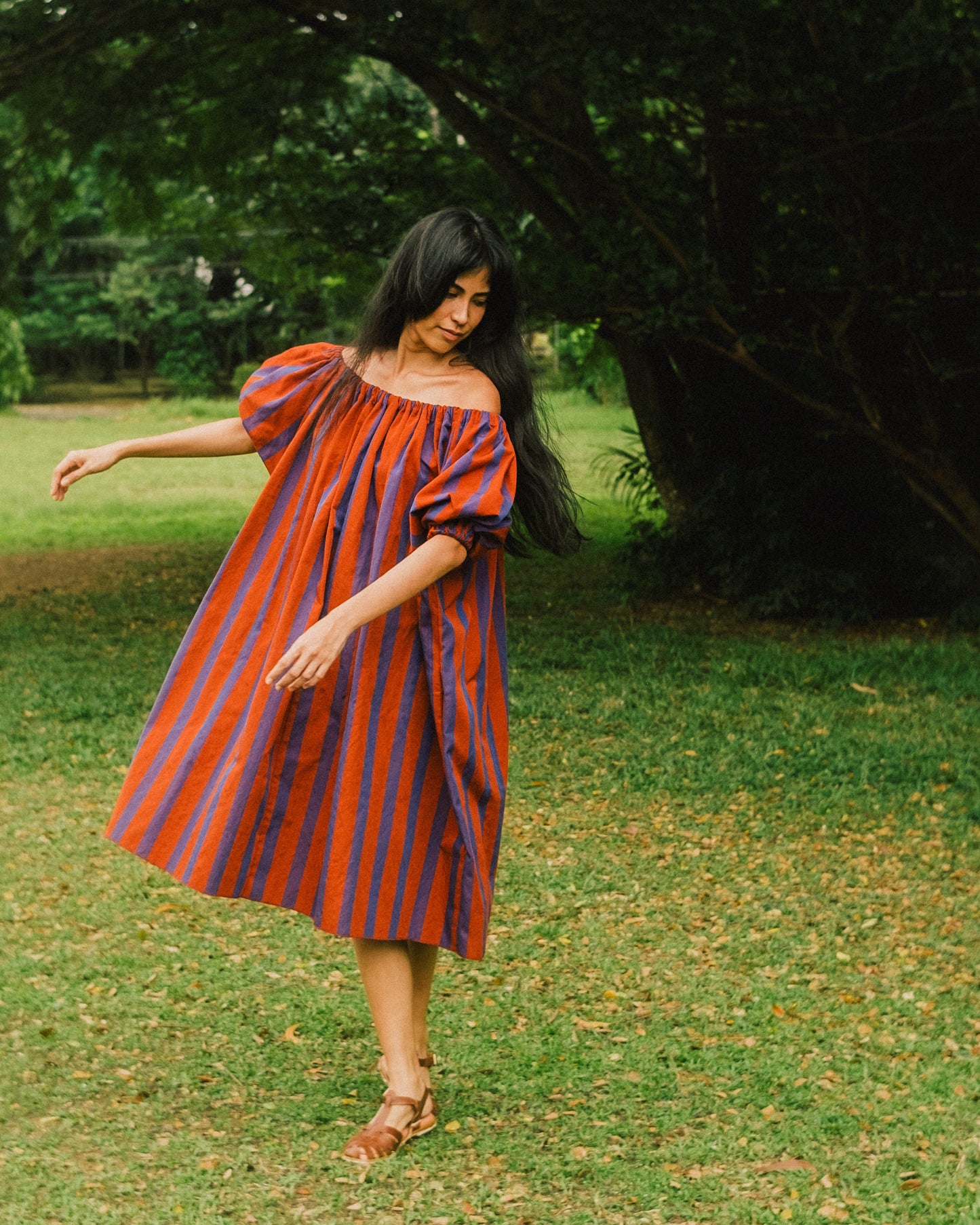Pebble Dress - Brown & Navy