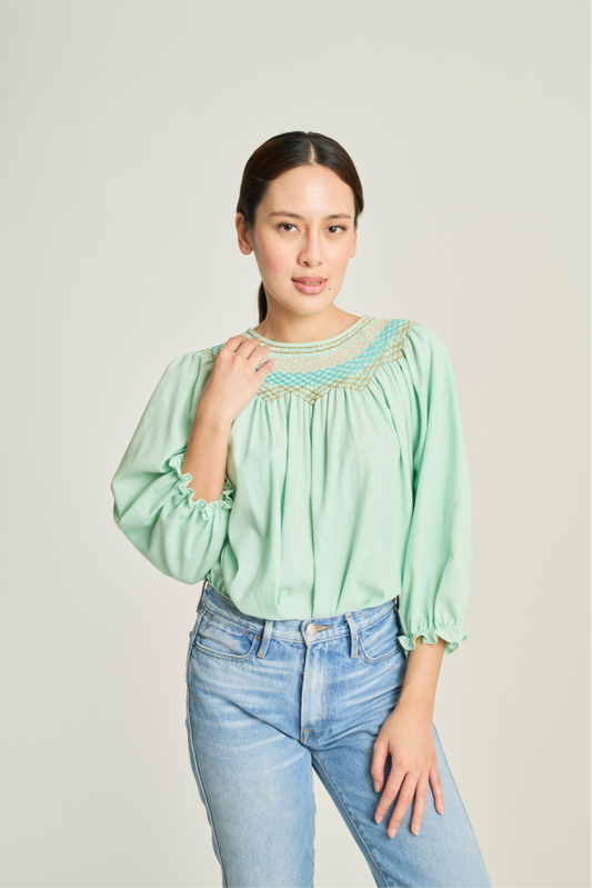 Maria Smock Blouse - Mint