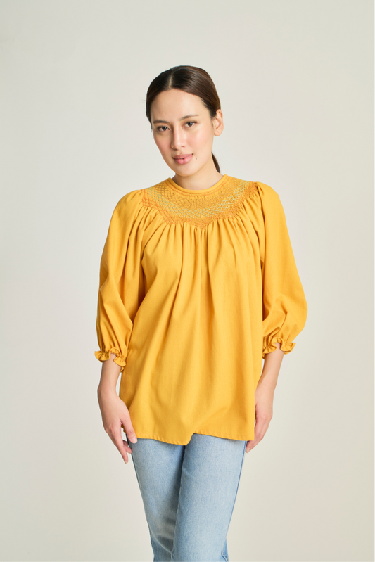 Maria Smock Blouse - Maize