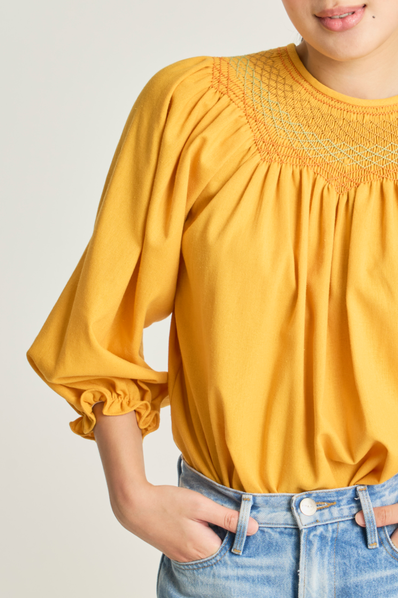 Maria Smock Blouse - Maize