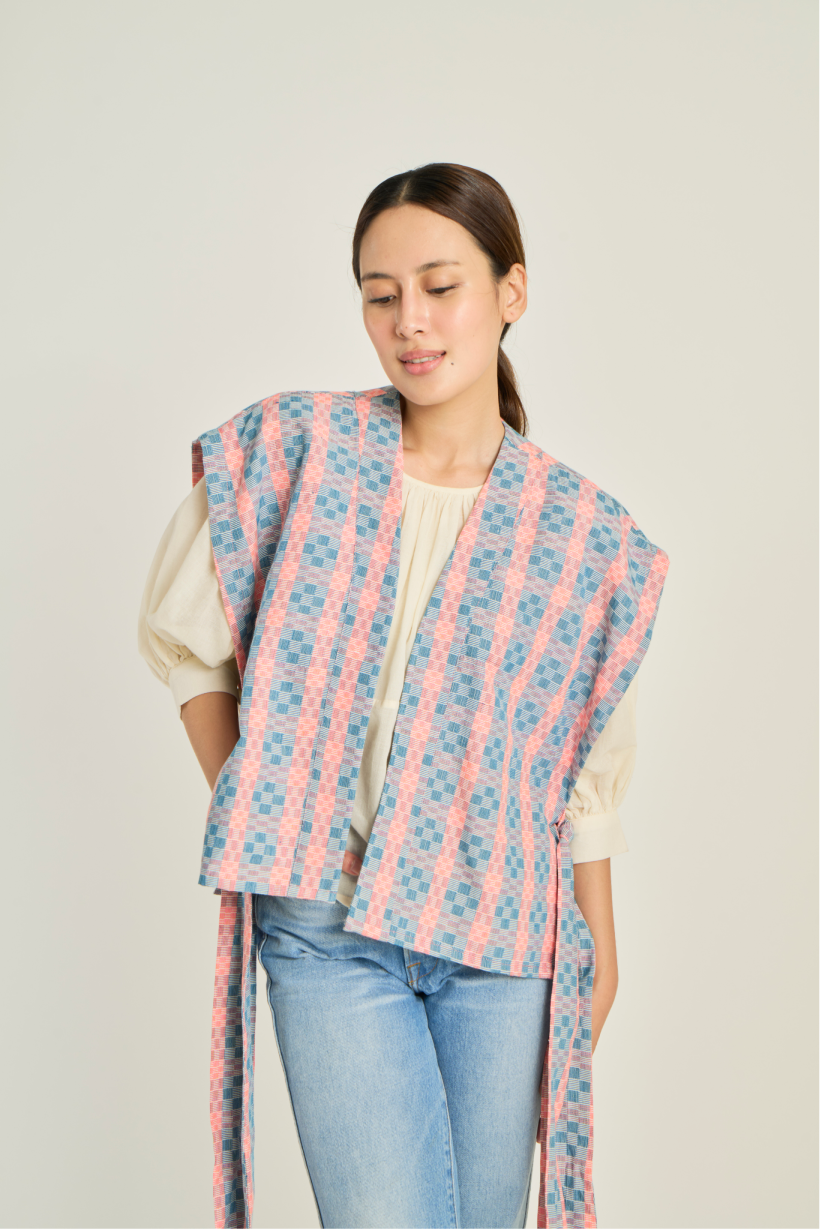 Reversible Samurai Vest in Binakol (Blue)