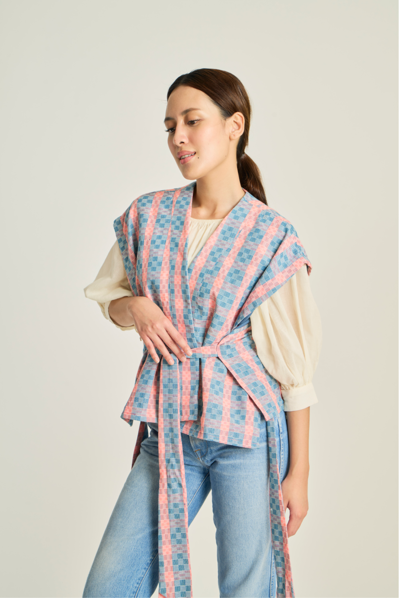 Reversible Samurai Vest in Binakol (Blue)