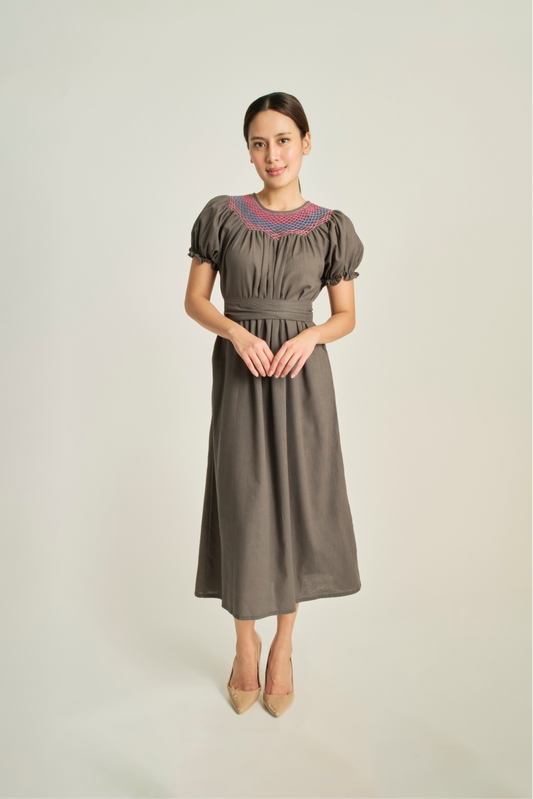 Camille Smock Dress - Olive