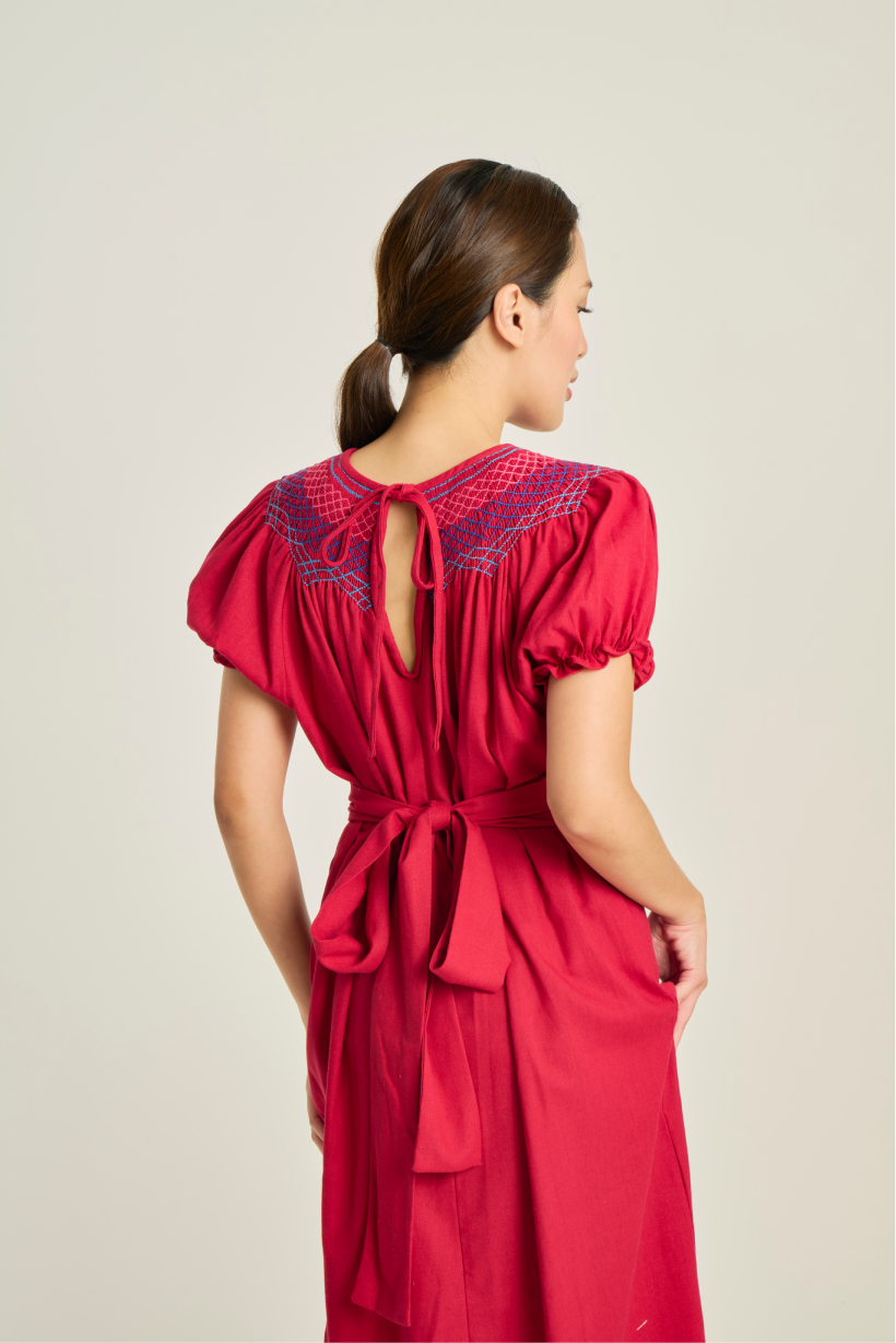 Camille Smock Dress - Red