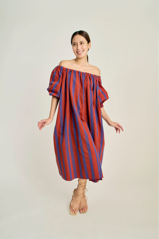Pebble Dress - Brown & Navy