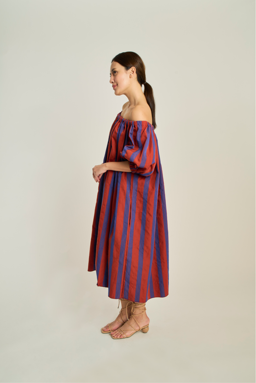 Pebble Dress - Brown & Navy