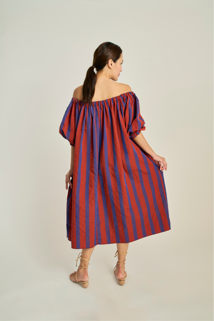 Pebble Dress - Brown & Navy