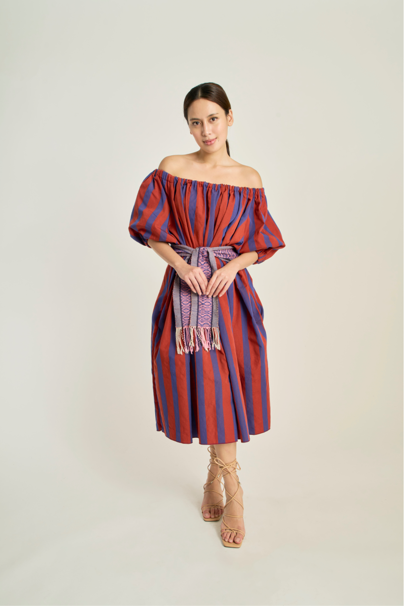 Pebble Dress - Brown & Navy