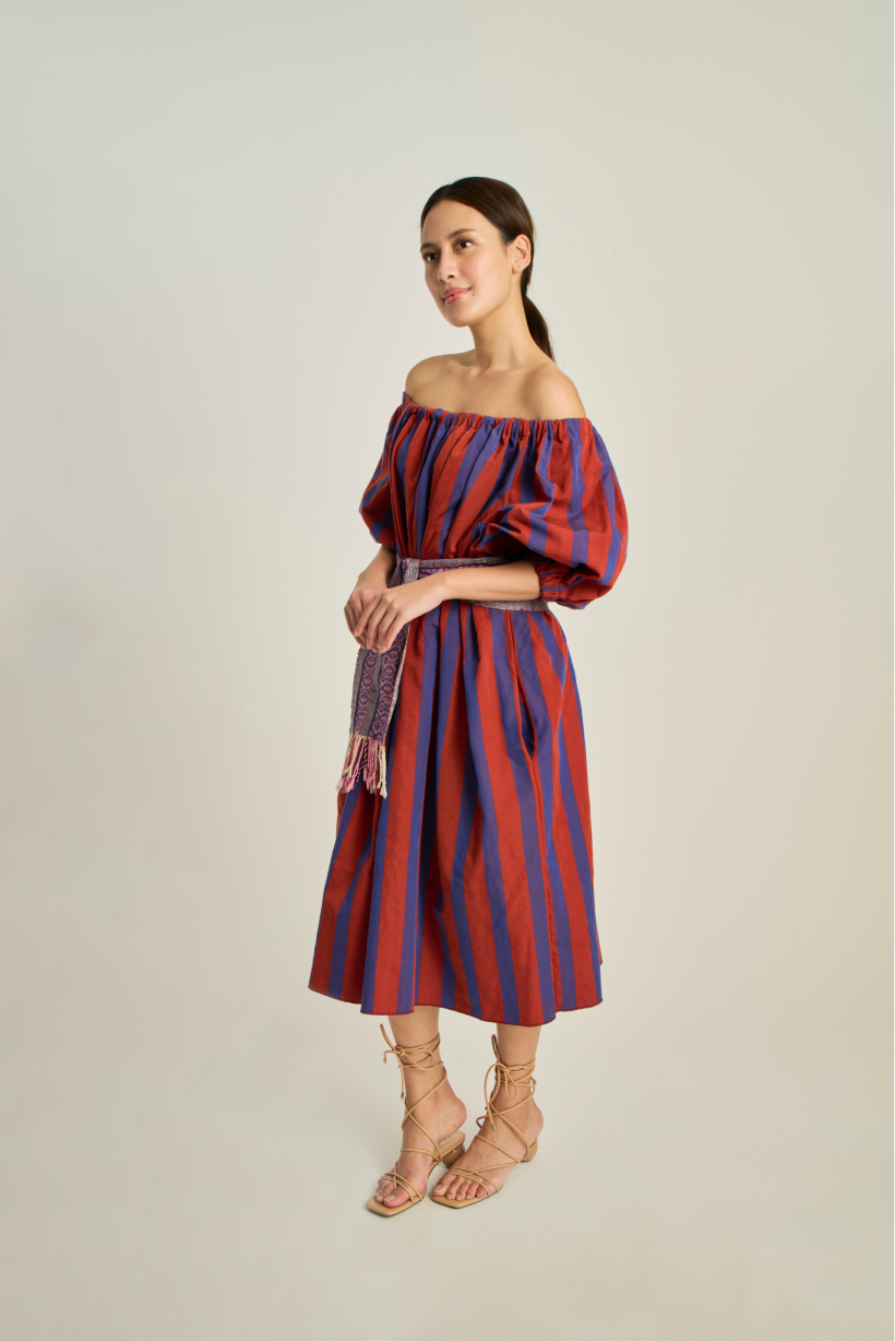 Pebble Dress - Brown & Navy